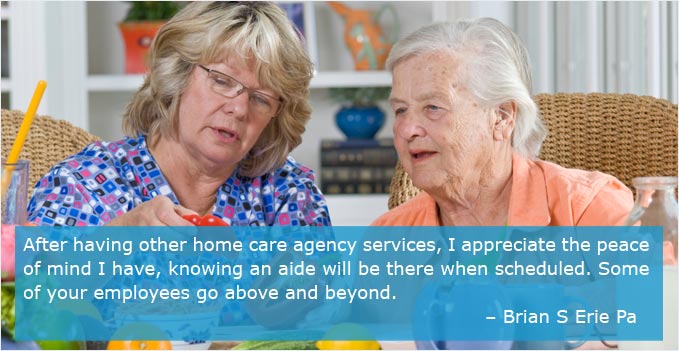 A Loving Hearts Home Care is helping to plan a meal.